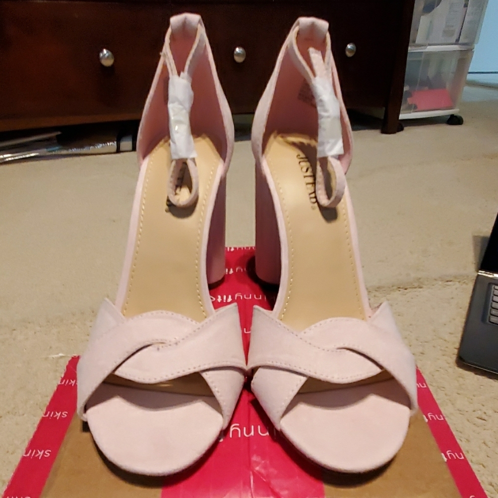 Pink block heels